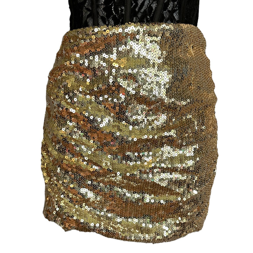 superdown Gold Sequin Mini Skirt - Picture 4 of 9